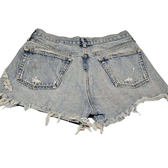 AGOLDE Parker Stone Washed Distressed Cut Off Jean Shorts Women Size 28 Swapmeet - Picture 6 of 16